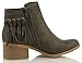 City Classified Women's Bean Faux Suede Fringe Stacked Heel Ankle Bootie