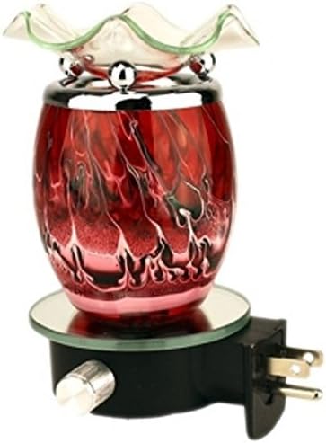 New Sexy Time Red Marbled Glass Plug-In Oil Warmer + 3 Free Replacement Bulbs