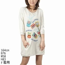 (ラフ)rough Tシャツ(シュワっと缶ジュース柄ワンピース七分袖T) レディス