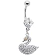 Crystalline Jeweled Swan Belly Ring