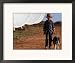 Boy with Dog Walking Past Solar Energy Dishes, New South Wales, Australia Framed Art Poster Print by Oliver Strewe, 21x17