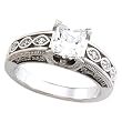 14K White Gold Diamond Engagement Ring Semimount - CENTER STONE NOT INCLUDED - 0.33 Ct.