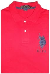 Men's U.S. Polo Assn. Short Sleeve Shirt Red with Navy Logo Size 2XL
