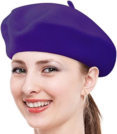 Deobox French Wool Beret Cap Hat Solid Color Dark Purple