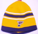 ST LOUIS BLUES NHL Stripe Cuffless Knit Beanie Hat Winter Ski Cap