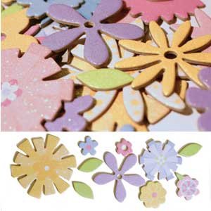 Floral Assortment Shimmer Shapes Glitter Chipboard Diecuts (CB314)