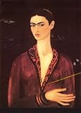 PORTRAIT WITH VELVET DRESS BY FRIDA KAHLO REPRODUCITON ON CANVAS W GALLERY WRAP STYLE FRAMING 18X26X1.5