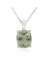 Sterling Silver Cushion-Cut Green Amethyst Pendant Necklace , 18.5"