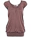 Bepei Women Hip Length V Neck Top Solid Short Sleeve T Shirt Tunic Blouse