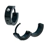 Inox, Steel,pvd Black Jewelry Earrings Stainless Huggies Hypo-allergenic