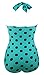 COCOSHIP Aqua 50s Retro Blue Polka Dot Vintage One Piece Pin Up Swimwear Halter Swimsuit 5XL(FBA)