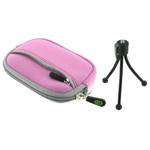 Neoprene Sleeve Case (Lilac) and Spider Tripod for Casio Exilim EX-G1 12.1M Digital Camera Red