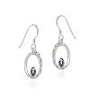 Sterling Silver Amethyst & Diamond Accent Oval Dangle Earring