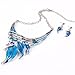 Qiyun (TM) Fashion Lake Blue Leaf Lariat Y-Necklace Chain Necklace Earrings Jewelry Set