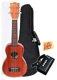 Kala KA-S Mahogany Soprano Ukulele Bundle with Gig Bag, Cherub Tuner, and Polishing Cloth