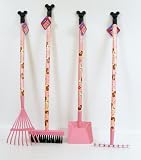 Minnie Mouse. 4 Pce Children's Garden Tool Set. Broom, Shovel, Rake & Grass Rake