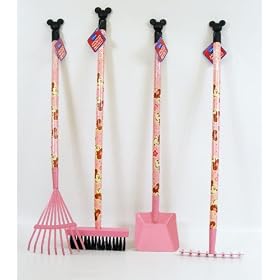 Minnie Mouse. 4 Pce Children's Garden Tool Set. Broom, Shovel, Rake & Grass Rake