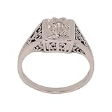 Rhodium Plated Dainty Cubic Zirconia Ring in Antique Style Setting that Looks Totally Real