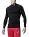 CLSL TM-T11-BLKZ_Large Tesla Men's Mock Long-Sleeved T-Shirt Cool Dry Compression Baselayer T11