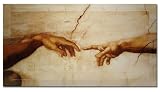 Produkt-Bild: Michelangelo Creation of Adam 100x60cm - Lounge Bild mit Bilderrahmen. Kein Poster oder Plakat sondern Wandbild mit Rahmen. Das ideale Geschenk zum Geburtstag