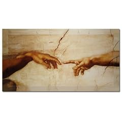 Michelangelo H�nde 70x40cm - Lounge Bild mit Bilderrahmen. Kein Poster oder Plakat sondern Wandbild mit Rahmen. Das ideale Geschenk zum Geburtstag