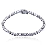 SS Rhodium Plated 3MM CZ 7 Bracelet