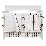 Quilted Circles 3 Piece Crib Bedding Set in White and Chocolate Quilted Circles 3 Piece Crib Bedding Set in White and Chocolate