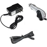 Chargers Bundle for Garmin Nuvi 50LM/ 52/ 52LM/ 54/ 54LM/56/ 56LM/ 56LMT, Heavy Duty Car Charger+Home Travel Charger+USB charging cable