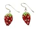 Chic-Net, Damen Glitzer Ohrringe/ Ohrhänger/ Ohrstecker, Kristall Erdbeere, rot-hellgrün-weiß, 925 Sterling-Silber, ca. 8 x 12 mm