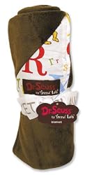 Receiving Blanket- Dr. Seuss Abc Scatterprint Percale Front W/Brown Velour Back; 30" X 40"
