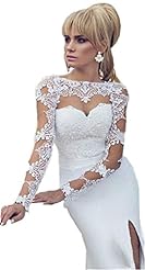 Chiffon/Satin Backless Lace Long Sleeves Mermaid Wedding Party Dress 