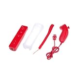 Built in Motion Plus Inside Remote + Nunchuck Controller For Nintendo Wii Red