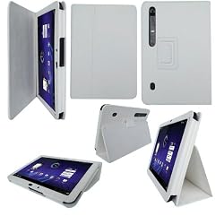 White Carbon Fiber Folio Leather Stand Case for Motorola Xoom