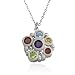 Sterling Silver Multi-Gemstone Circle Design Pendant, 18"
