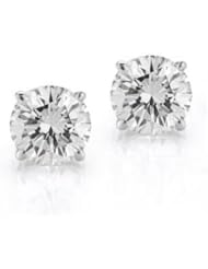 Elegant Round Cut H-I Diamond Studs made in 14K White Gold (I1-I2 Clarity)
