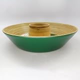 Core Bamboo 13-Inch Matte Finish Bamboo Chip & Dip Set, Forest Green