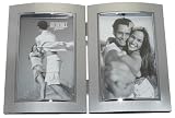 Kitchen & Housewares : Satin Silver 2 Picture Double Curve Folding Photo Frame Gift - 7" x 5"
