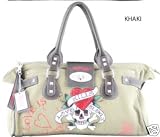 ED HARDY DIDDY LOVE KILLS TOTE KHAKI HANDBAG RHINESTONE