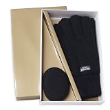 Ear Mitts� and Great Gloves!TM Gift Set: Black KNIT Gloves with Black Fleece Ear Mitts� (Solid or USA)