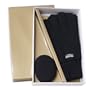 Ear Mitts and Great Gloves!TM Gift Set: Black KNIT Gloves with Black Fleece Ear Mitts (Solid or USA)