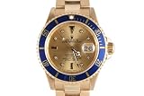 Rolex Mens Yellow Gold Submariner Champagne Serti Dial