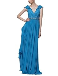 A-line V-neck Sleeveless Beaded Applique Cocktail Floor Length Evening Dress/Homecoming Dress/Pageant Dress/Prom Dress/Party Dress/Wedding Dress 