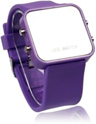 Towall 1PC Creative Mini LED Digital Silicone Sport Mirror Faceless Men Lady Watch(Purple)