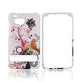 FLOWER WHITE For HTC Thunderbolt Rubber Hard Case Cover