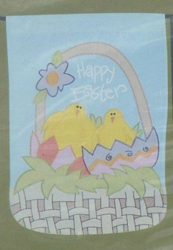 Toland Garden Flag Small Size 11"x15" Applique Happy Easter Peeps Baskets