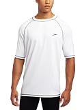 Speedo Mens Easy Short Sleeve Rashguard Swim Tee, White, Medium
