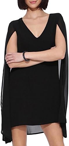 Inlscp Women's Designed Slit Long Sleeve V-neck Loose Fit Summer Casual Dress