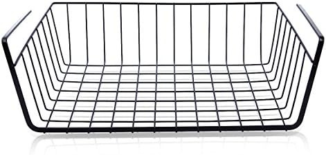 Klix Under Shelf Wire Rack Basket Kitchen Organizer/ Wrap Rack - Black (9.9" deep, 14.2" wide, 5.2" high)