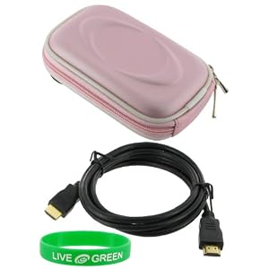 rooCASE EVA Hard Shell (Pink) Case and Mini-HDMI to HDMI Cable 1 Meter (3 Feet) for Canon PowerShot SD980IS Digital Camera Purple