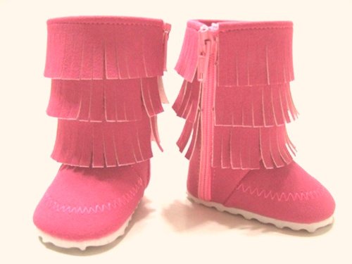 Pink Fringed Boots Fits 18 Dolls like American Girl Pink Fringed Boots Fits 18 Dolls like American Girl